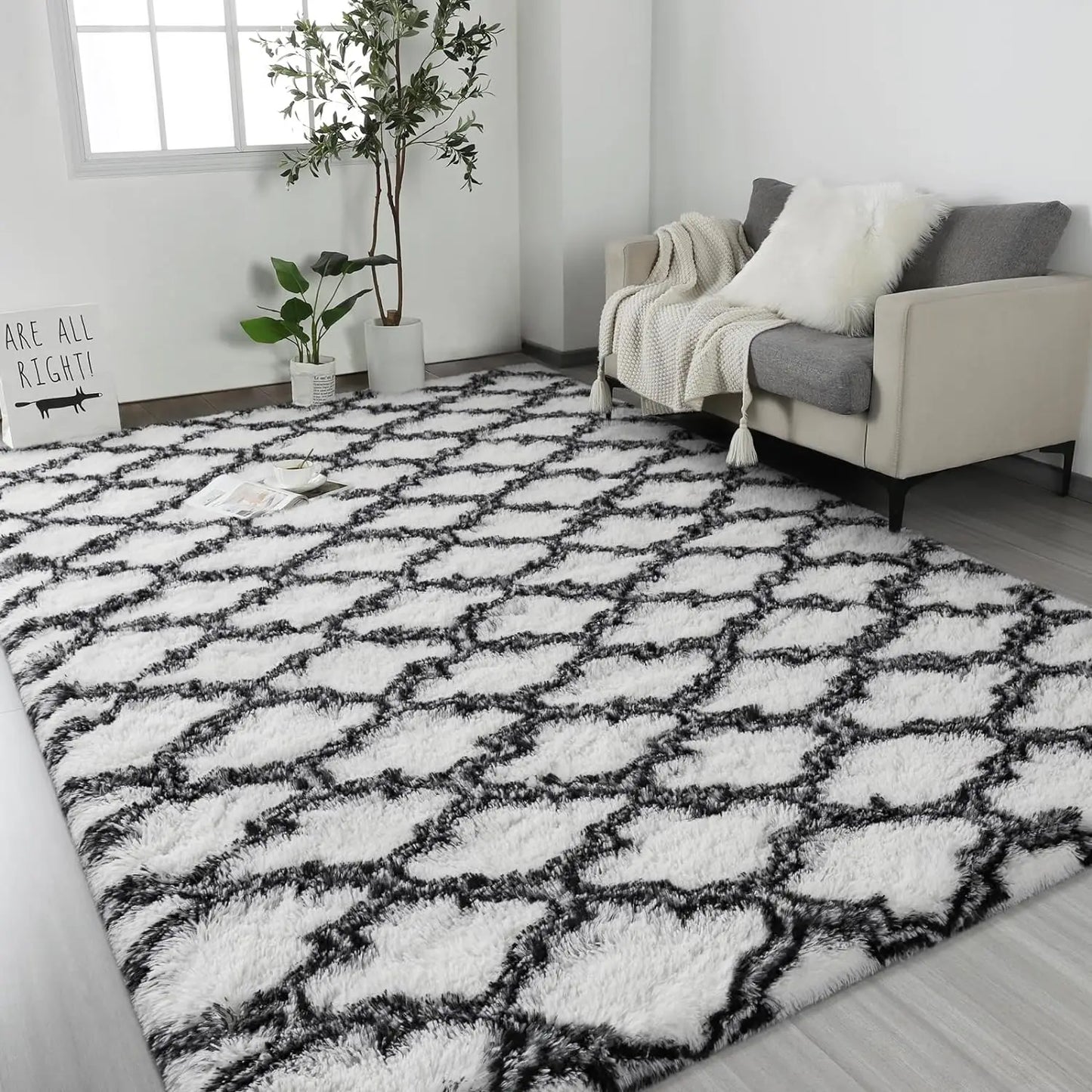 Area Rugs Super Soft Plush Fluffy Carpets Rug Non-Slip Indoor Floor Rug