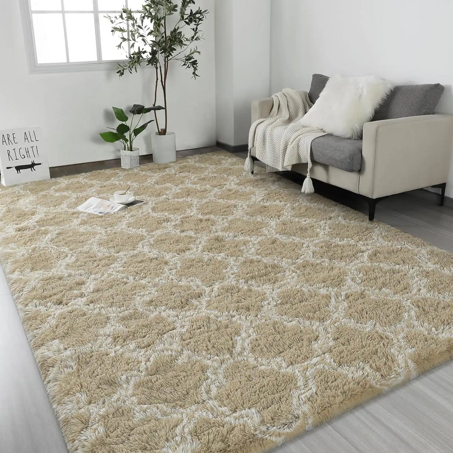 Area Rugs Super Soft Plush Fluffy Carpets Rug Non-Slip Indoor Floor Rug