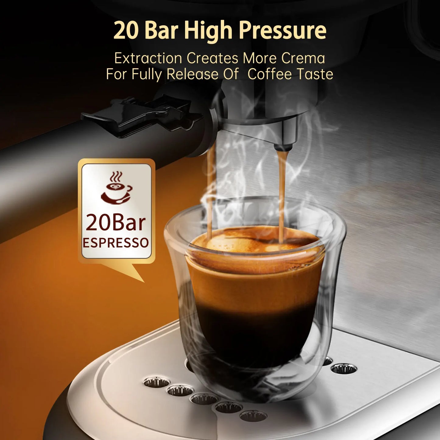 Coffee Maker20 Bar Semi Automatic Super Slim ESE POD & Powder Espresso Machine H11
