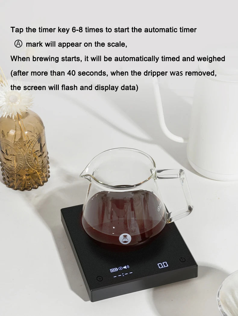 2 Black Mirror Pour Over Coffee Scale flow rate Auto Timer Digital Kitchen scale espresso