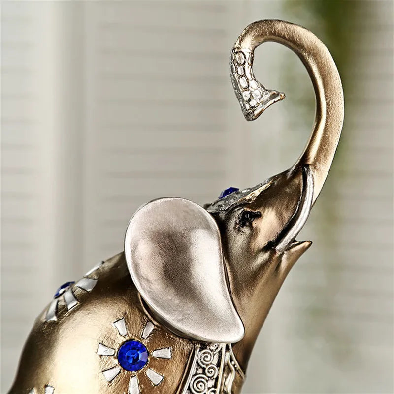 2pcs/set European Resin Elephant Mother and Child Animal Figurine Home Living Room Decoration Creative