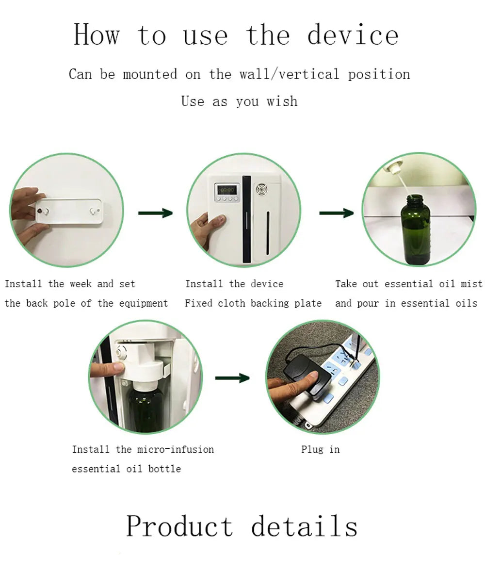 Scent Machine Aroma Diffuser Wall Mounted With Fan Inside For All Areas