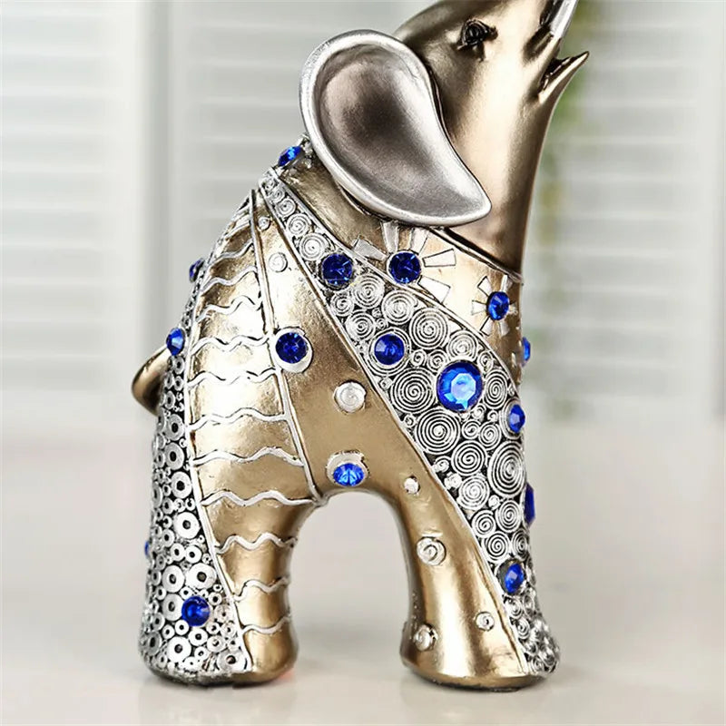 2pcs/set European Resin Elephant Mother and Child Animal Figurine Home Living Room Decoration Creative