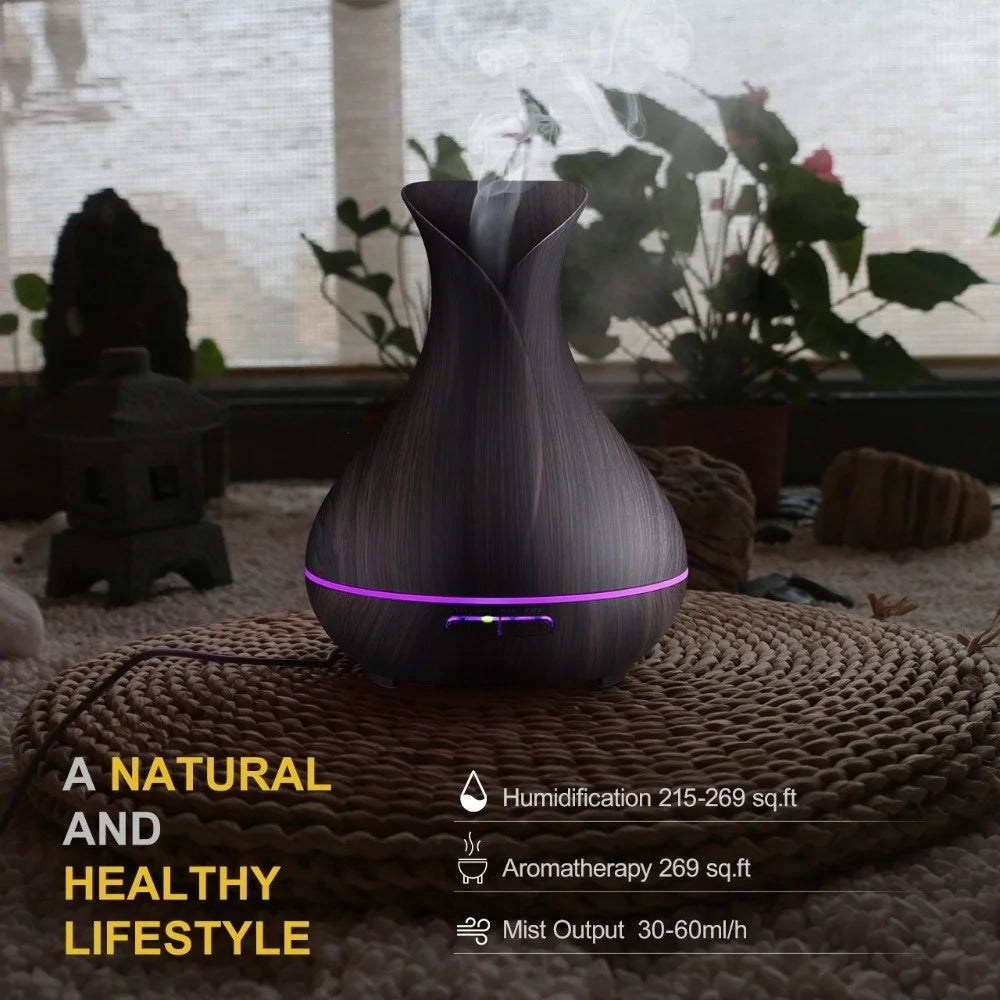 Essential Oil Diffuser Mist Maker Fogger Large Capacity Ultrasonic Air Humidifier with LED Lights for Home Aroma Diffuser