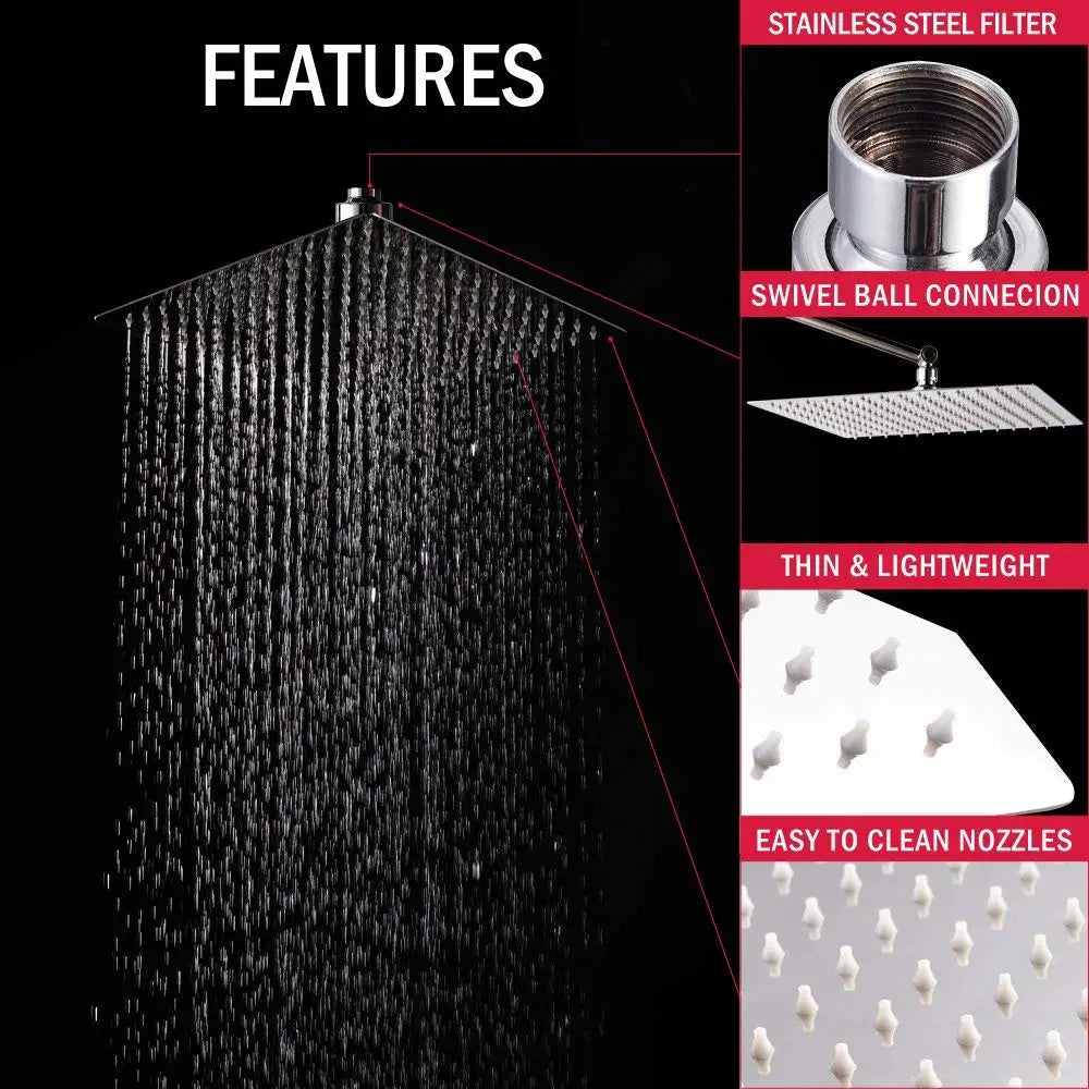 Shower Head Luxury Ultrathin Rainfall Shower Head Stainless Steel Chrome Nickel