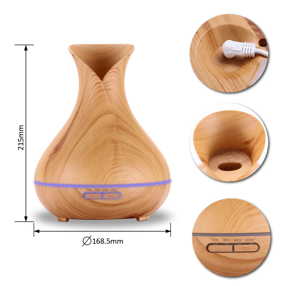 Essential Oil Diffuser Mist Maker Fogger Large Capacity Ultrasonic Air Humidifier with LED Lights for Home Aroma Diffuser