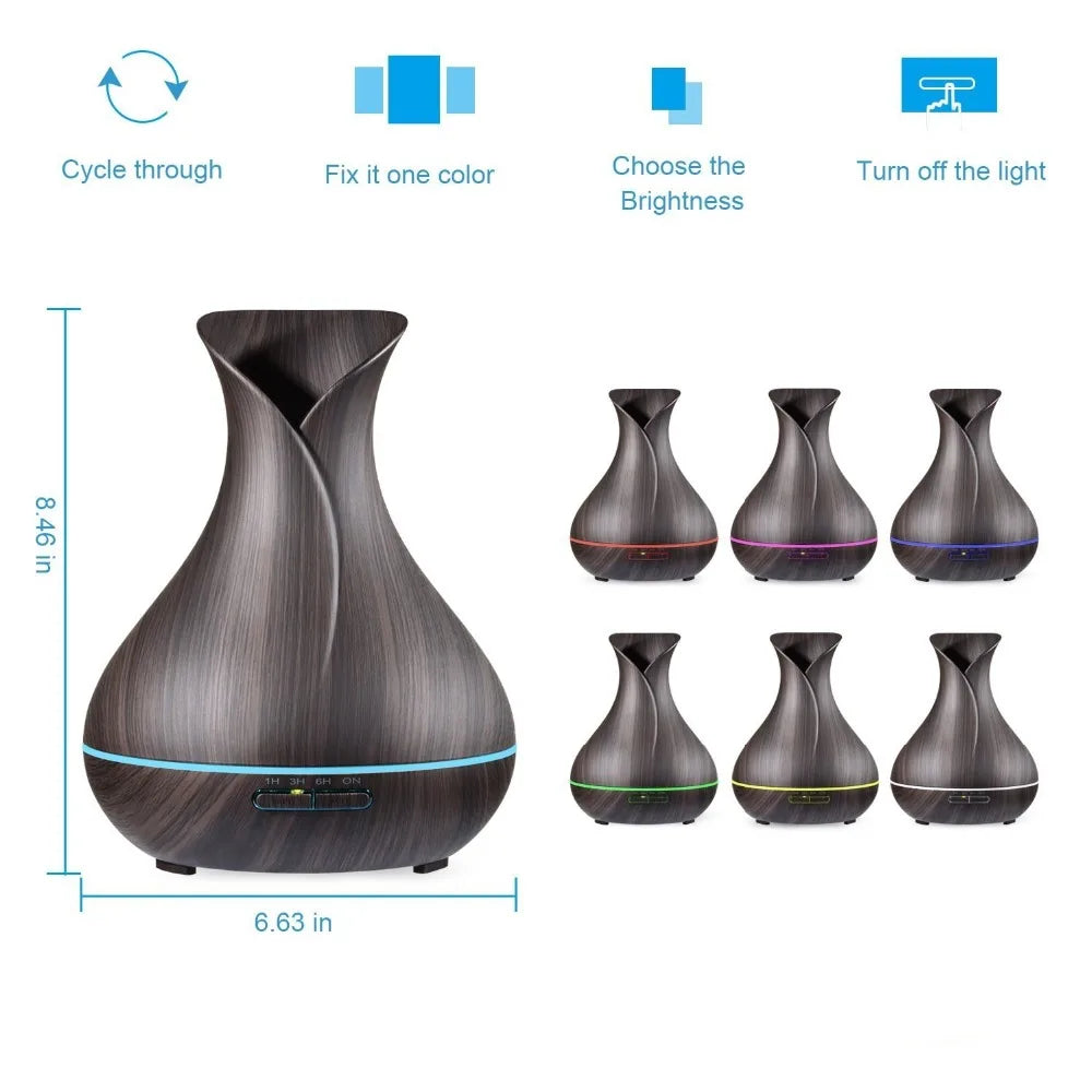 Essential Oil Diffuser Mist Maker Fogger Large Capacity Ultrasonic Air Humidifier with LED Lights for Home Aroma Diffuser