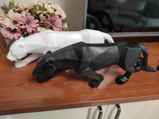 Panther Statue Figurine Abstract Geometric Style Leopard Sculpture for any room