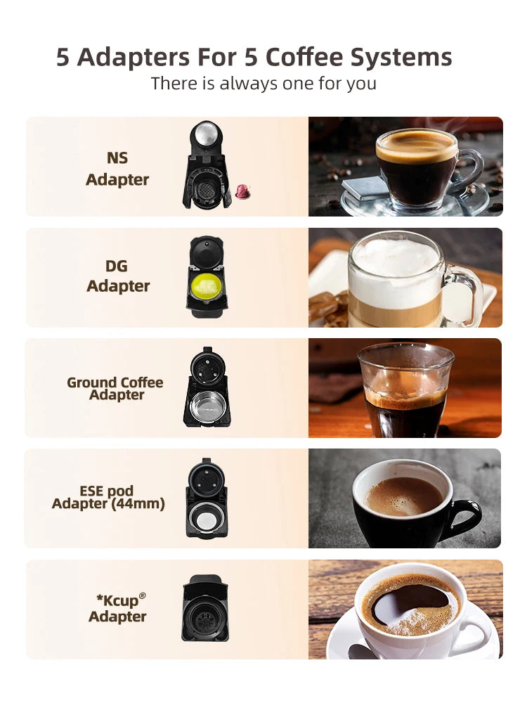 5 in 1 Multiple Capsule Coffee Machine DG Cappuccino Small Capsule ESE Pod Ground Coffee Cafeteria
