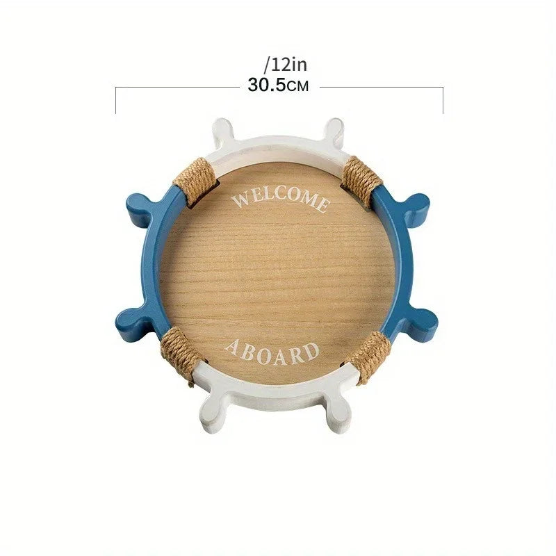 1PC Mediterranean Wooden Rudder Tray Storage Ocean Style Home Decor Ins Simple Home Tray