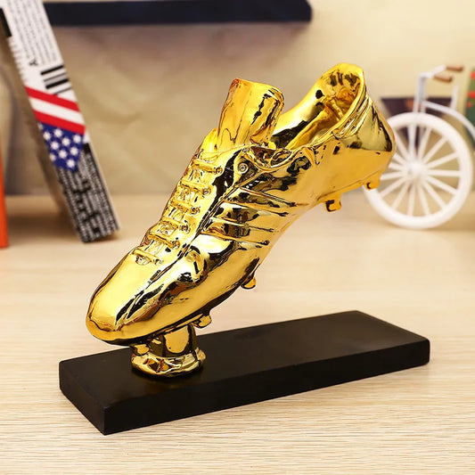 Golden Boot Resin Charms Football Match Soccer Souvenir GOLD Plating Shoe Trophy Decor