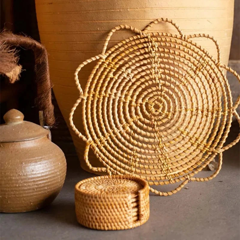 Bohemian Style Handmade Rattan Round Wicker Woven Wall Hanging Country Style