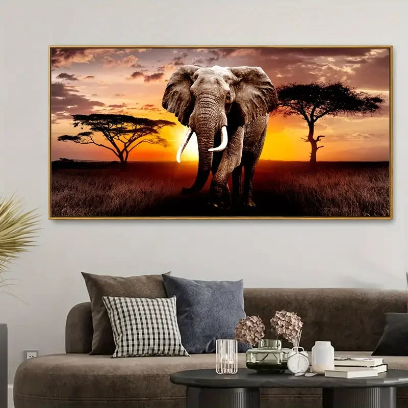 1pc Unframed Canvas Poster Animal Elephant, For Bedroom Living Room Wall Art Decor