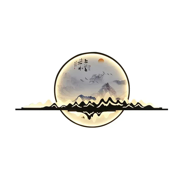 Modern Wall Picture Light LED Circular Landscape Mural Sconce Lamp For Home Living Bedroom Study