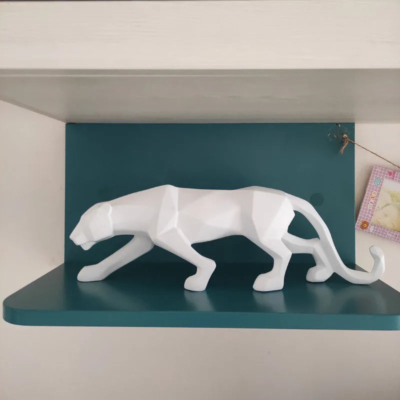 Panther Statue Figurine Abstract Geometric Style Leopard Sculpture for any room