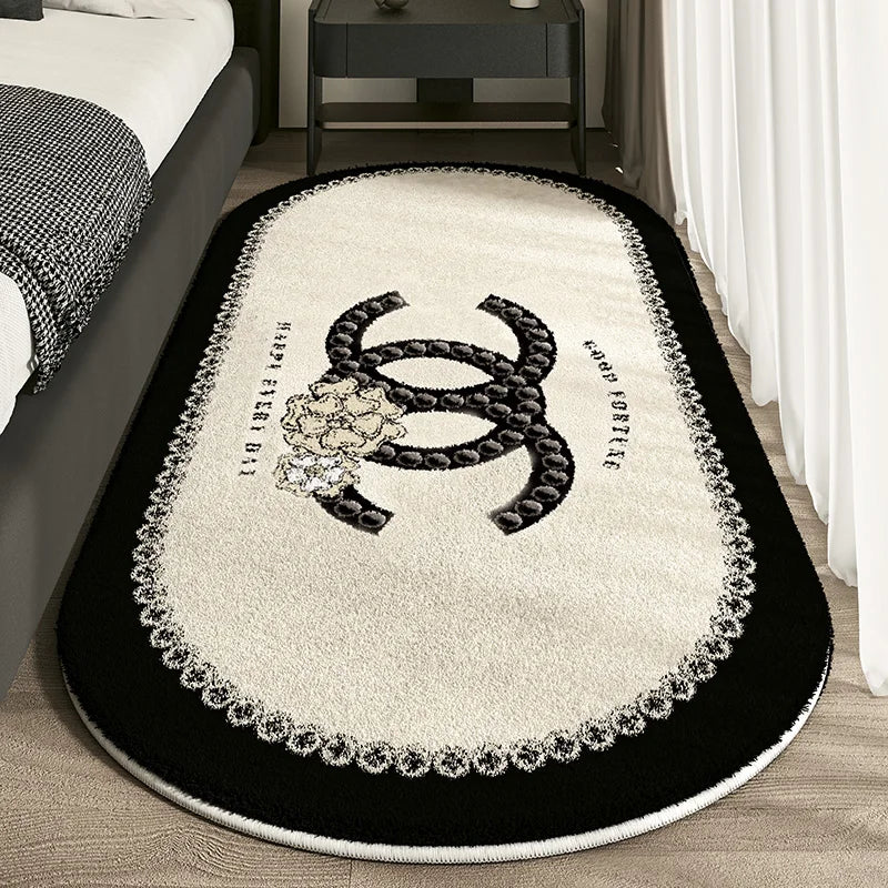 Cashmere French Bed Rug Advanced Sense Living Room Study Oval Dirt Resistant Non-Slip Carpet
