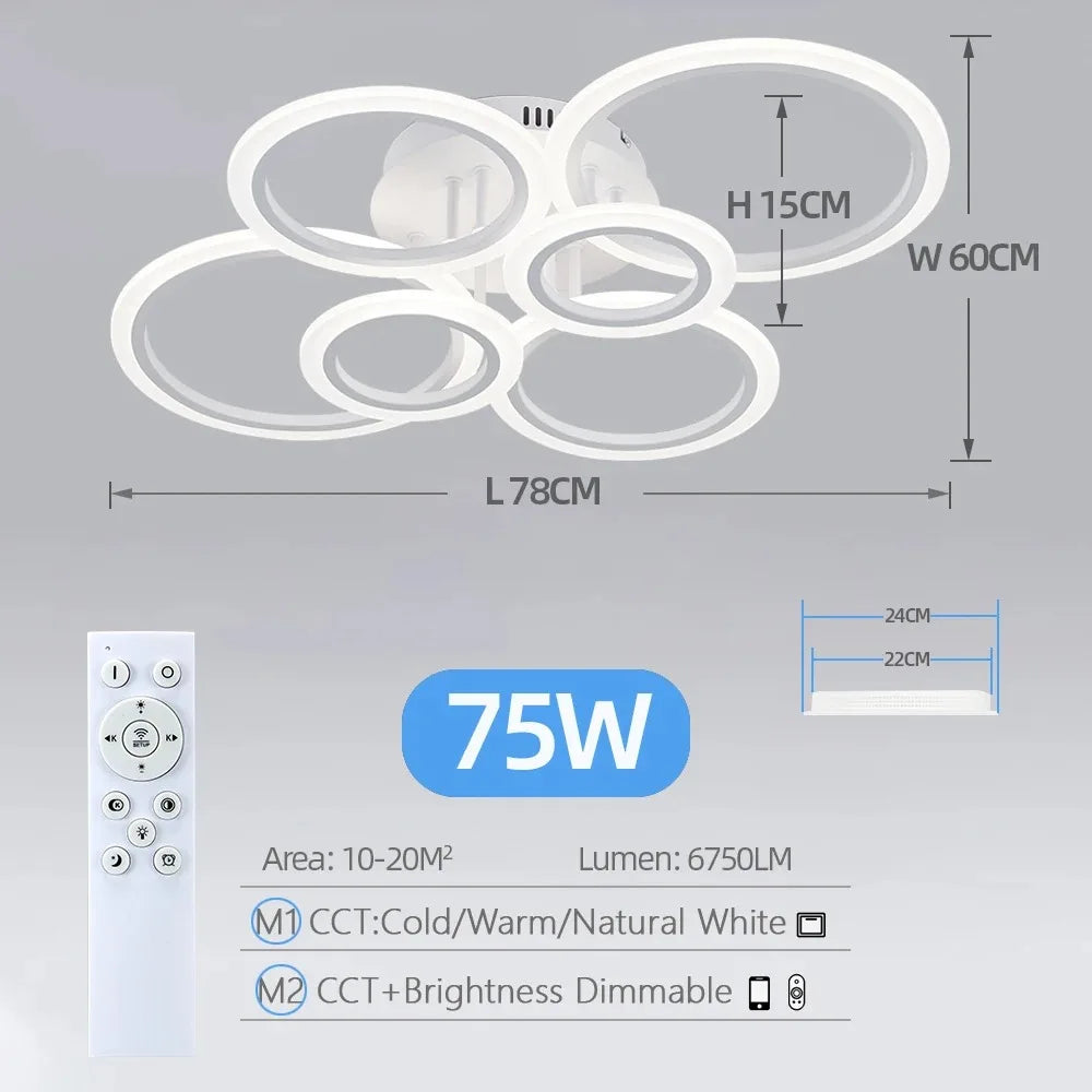LED Chandelier Lighting Ring Ceiling Mount Living Room Bedroom pendant lamp