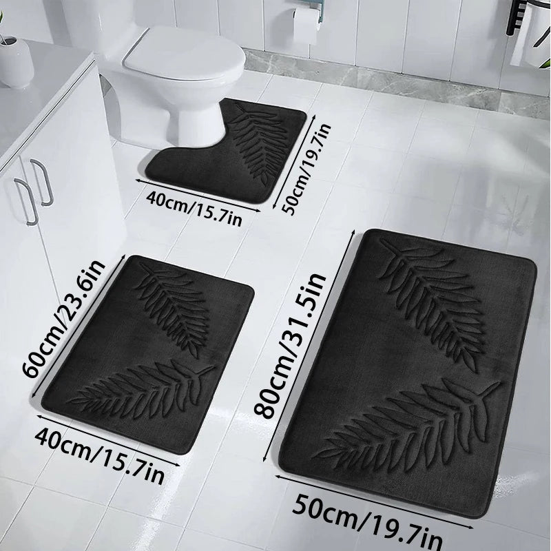 3pcs/set Bathroom Floor Mat Bedroom Living Room Memory cotton Rug Soft Washable Carpet Anti Slip Entrance Doormat