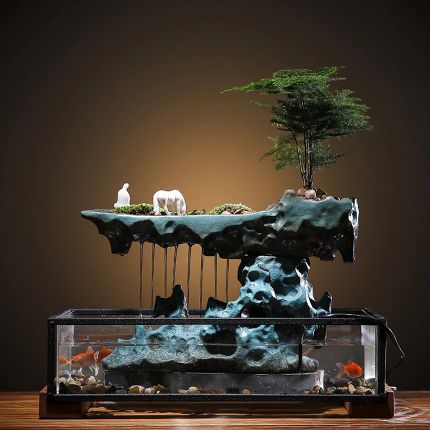 Waterfall Fountain Aquariums and Stones 110V Water Fountain Tabletop