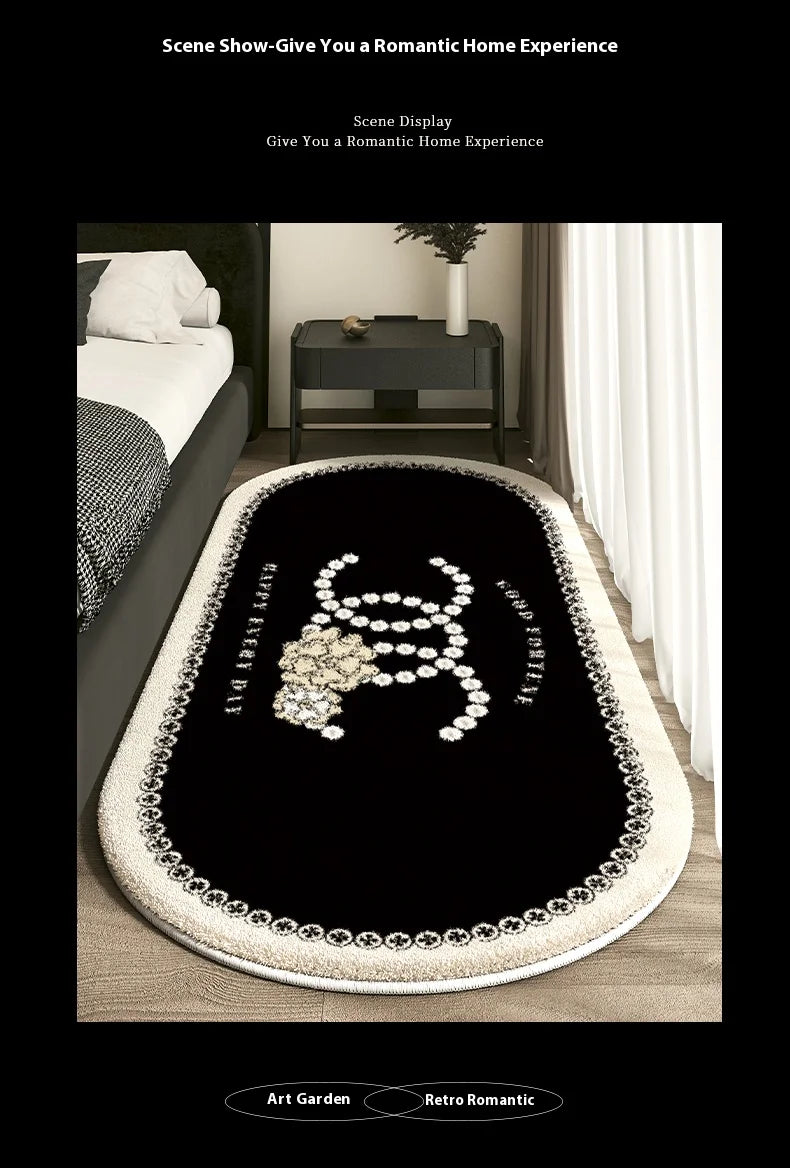 Cashmere French Bed Rug Advanced Sense Living Room Study Oval Dirt Resistant Non-Slip Carpet