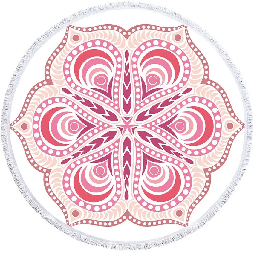 Mandala Geometric Round Beach Towel Bohemian Microfiber For Kids Adults Picnic and Yoga Mat