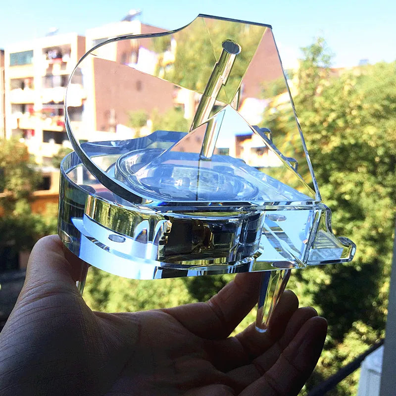 Top Quality K9 Crystal Beautiful Piano Ornament Music Box Customize Frame For Birthday Gift Wedding Party Home Office Decoration