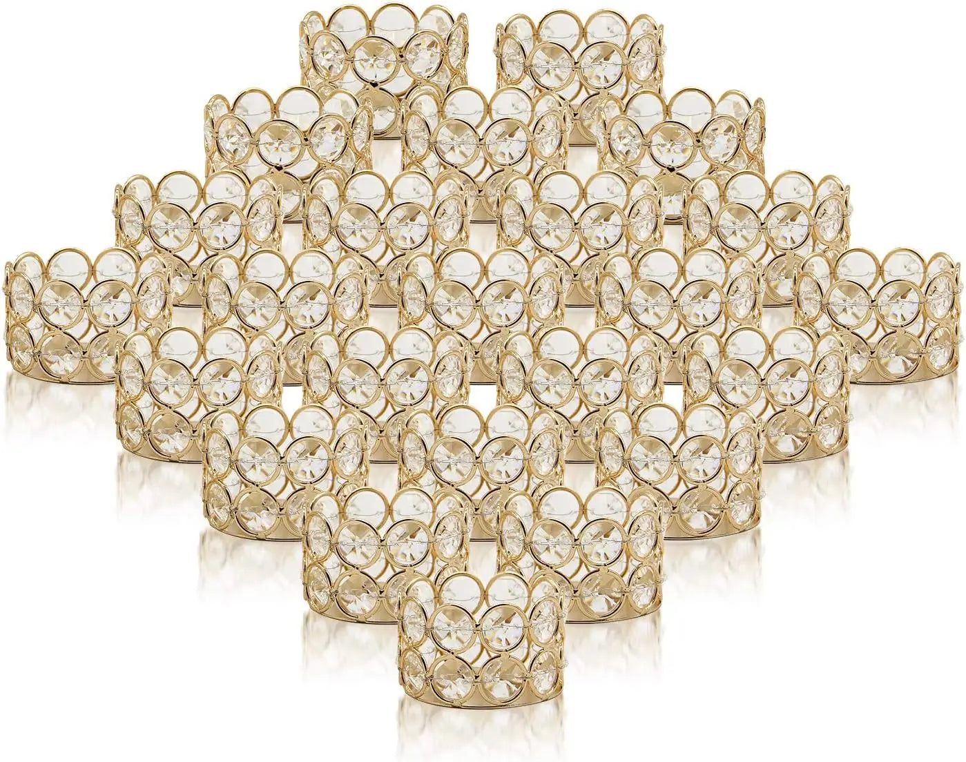24PCS Crystal Gold Votives Candle Holder Elegant Decor Tealight For all Occasions