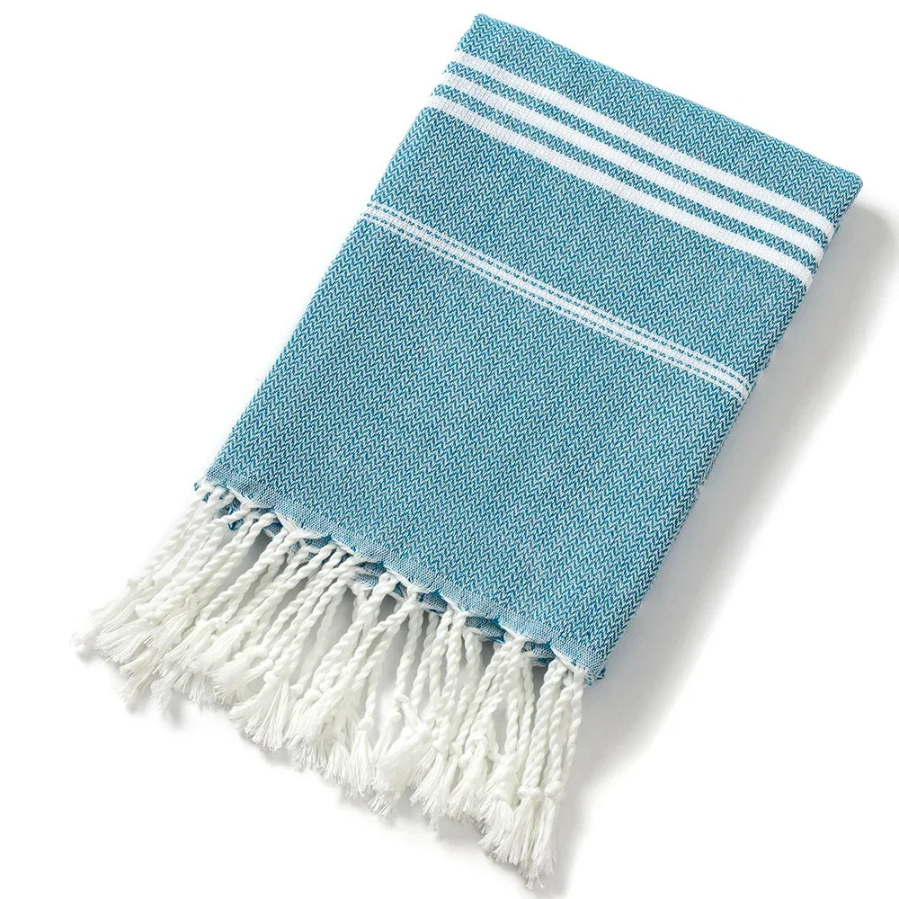Cotton Turkish Beach with Tassels Holiday Soft Absorbent Quick Drying Easy Care