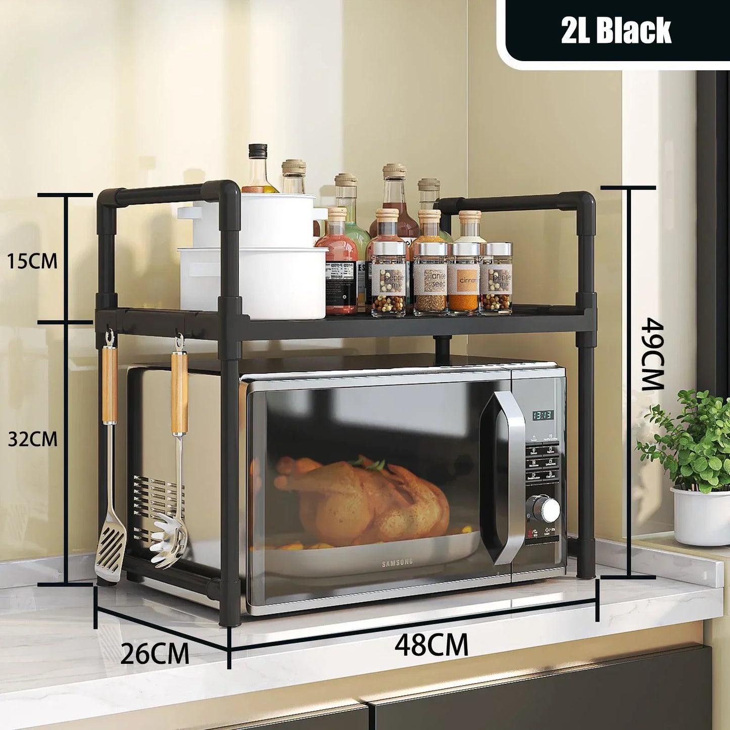 Elevated Design Seasoning Rack Microwave Storage Rack Modern Minimalism Kitchen Organizer