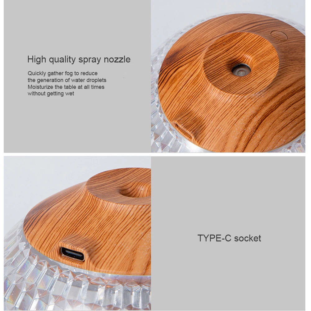 Crystal Ball Essential Oil Diffuser with Colorful Night Light Lasts Up To 6H Type-C Socket for Bedroom/Nursery/Office