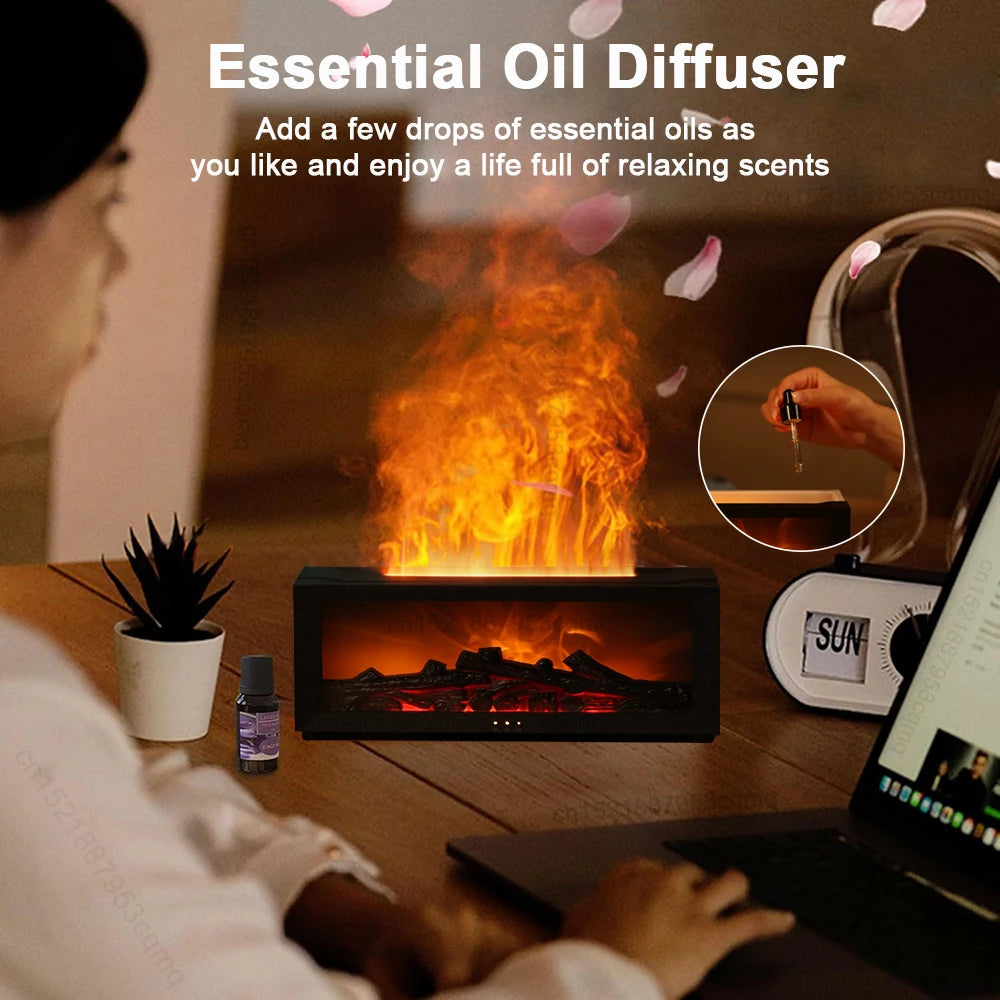 Air Humidifier Essential Oil Aroma Flame Automatic Fragrance Diffuser With LED Light Remote Control