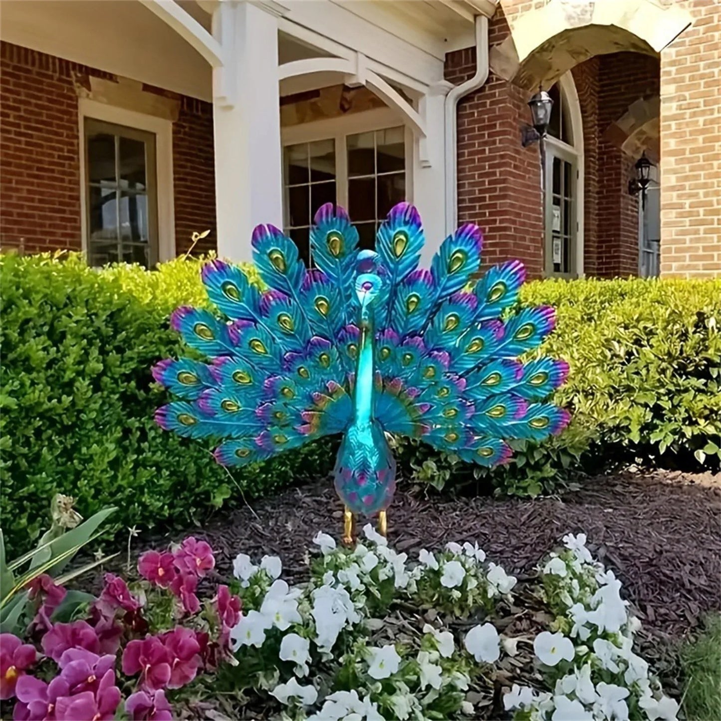 Peacock Sculpture Handmade Craft Collectible Peacock Figurine Garden