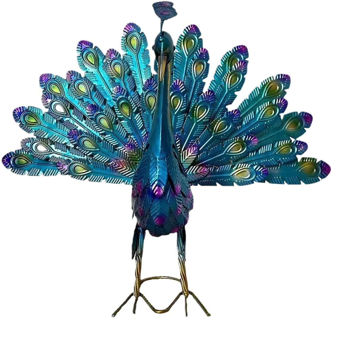 Peacock Sculpture Handmade Craft Collectible Peacock Figurine Garden
