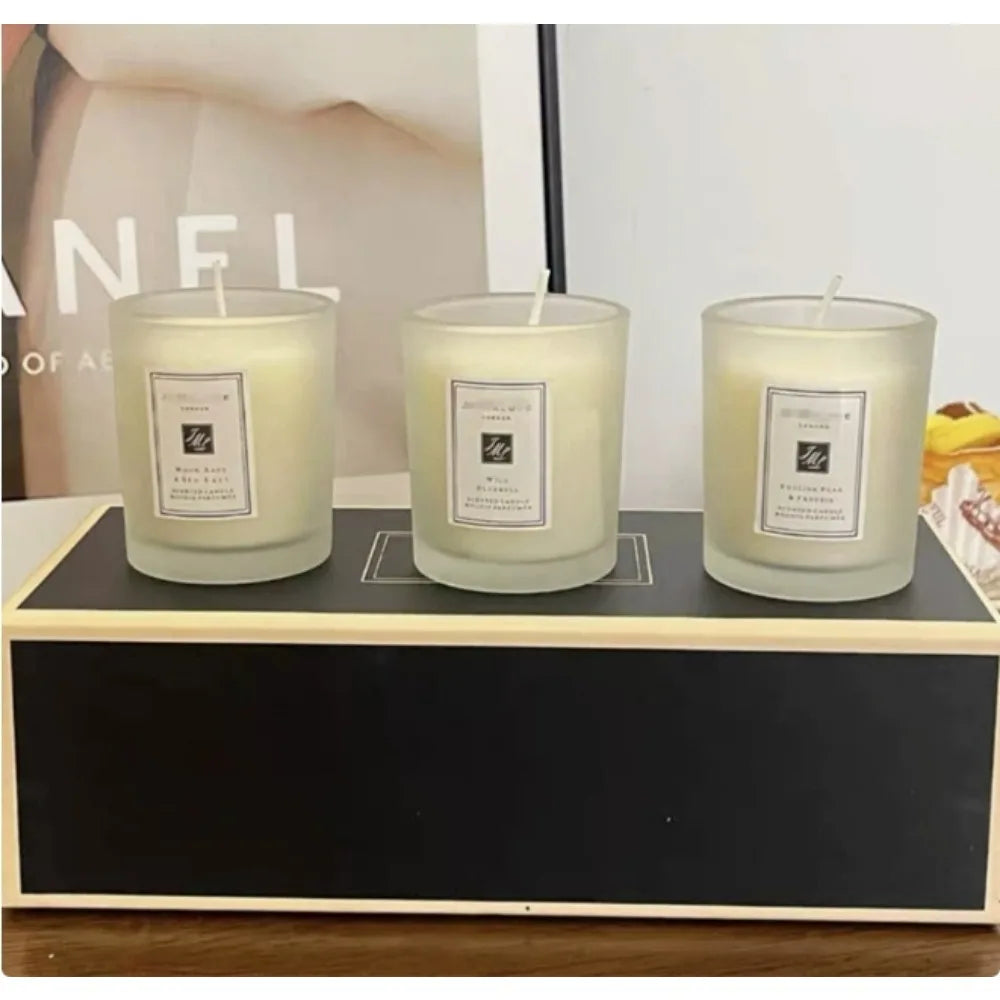Aromatherapy Candle Three Piece Set Indoor Smokeless British Pear Blue Wind Chime Aromatherapy Candle