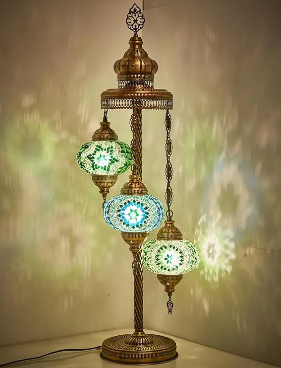 Turkish Moroccan Mosaic Floor & Table Lamp, Tiffany Style Colorful Exotic Oriental Bohemian Lamp