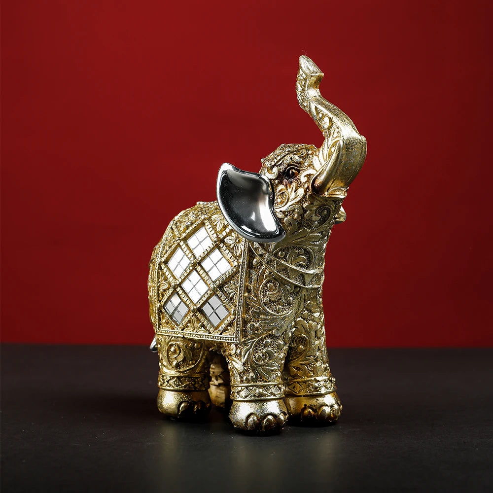 Elephant Lucky Feng Shui Statue Sculpture Chinese Wealth Figurine for Home Decoration Luxury Good Lucky Gift Table Room Decor