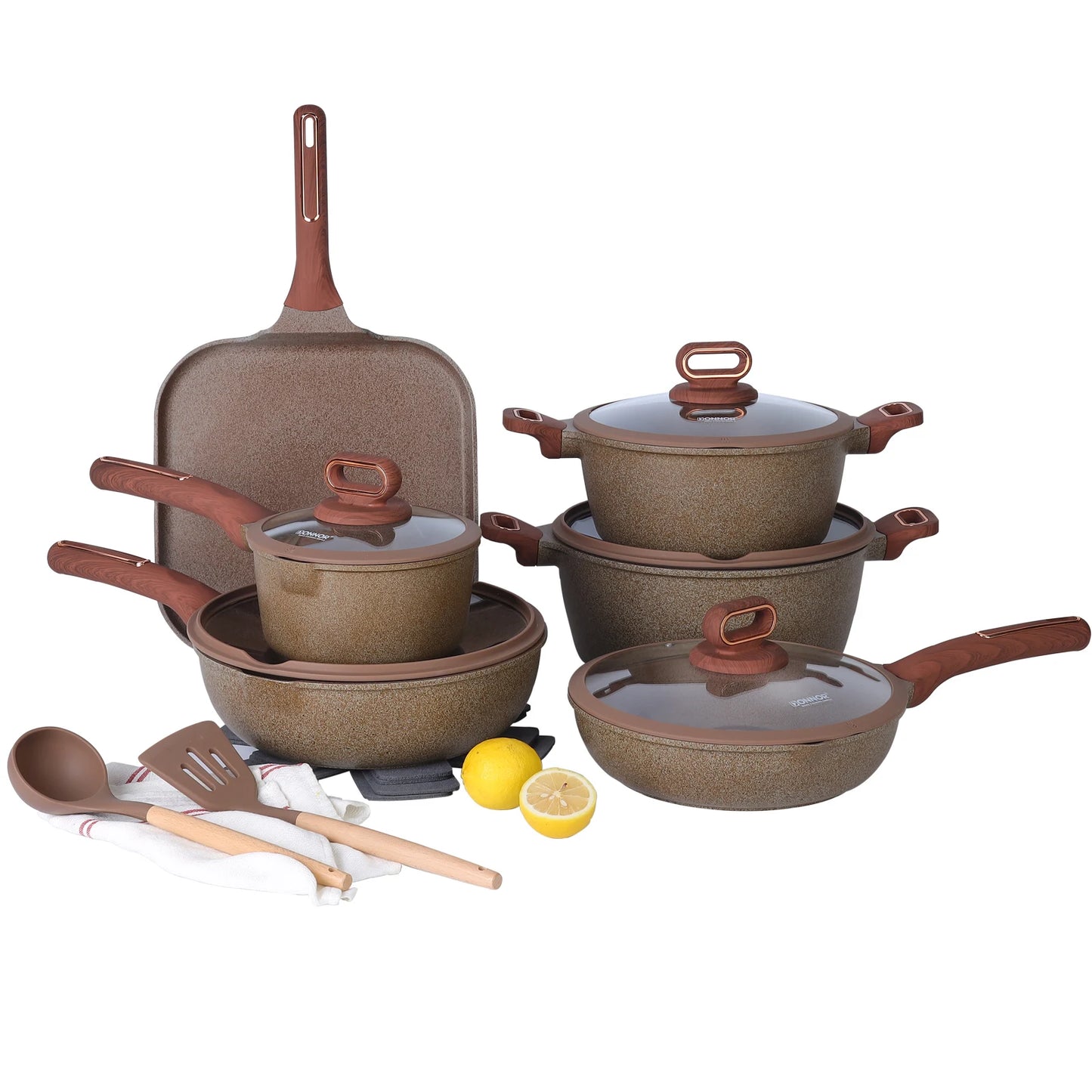 Ceramic Cookware Sets Nonstick 16 pcs Induction Cookware with Frying Pans Set