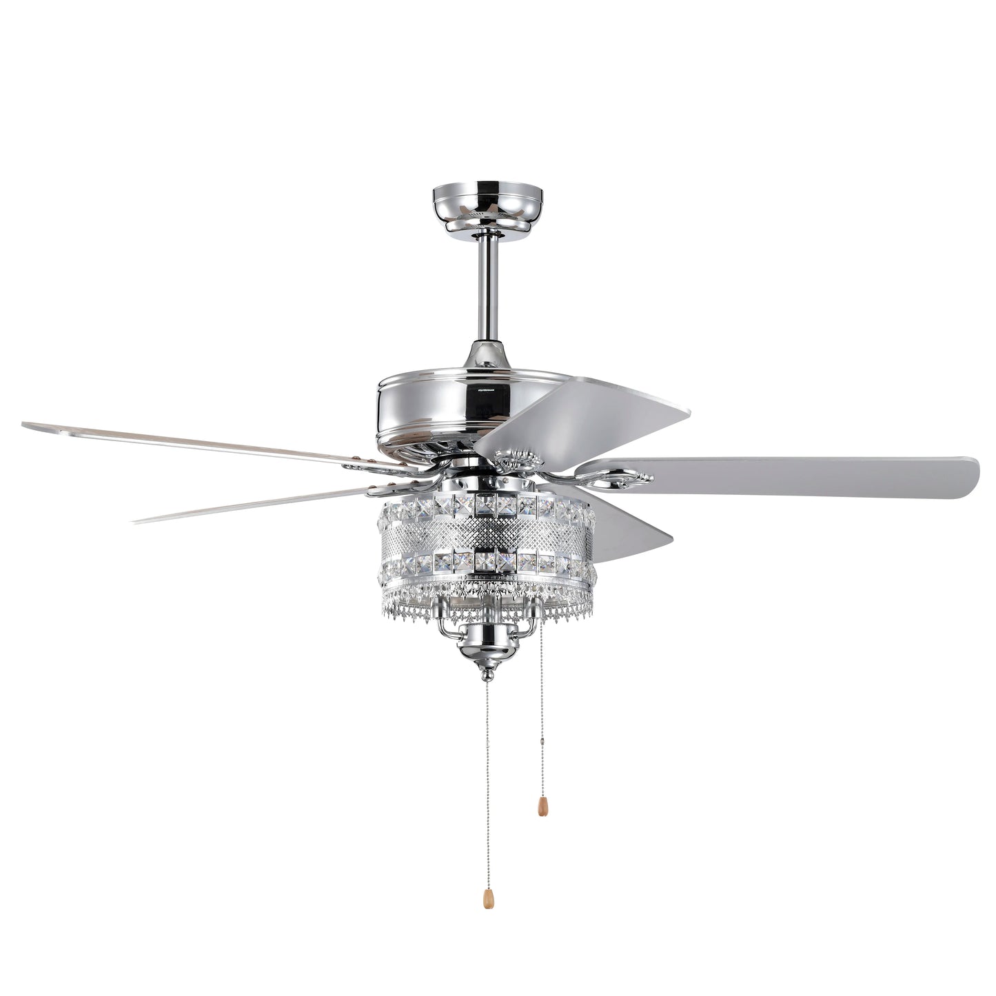 52'' Classical Crystal Ceiling Fan Lamp 5 Reversible Blades Stylish for Any Room