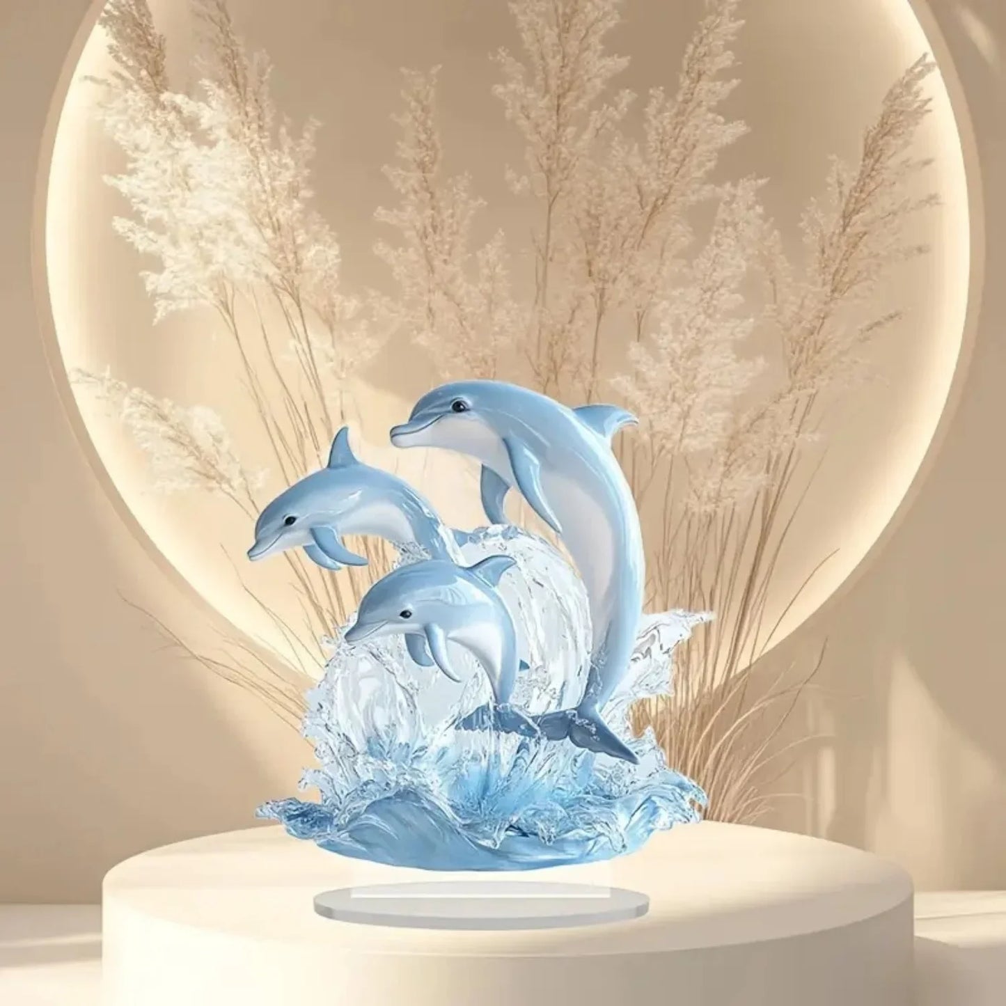 Blue Dolphin Marine Organism Decor Case Ornament Desktop Kit Gift Sign