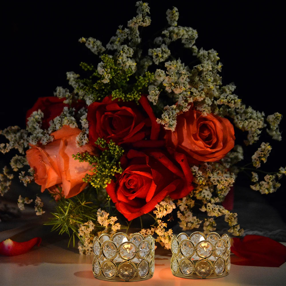 24PCS Crystal Gold Votives Candle Holder Elegant Decor Tealight For all Occasions