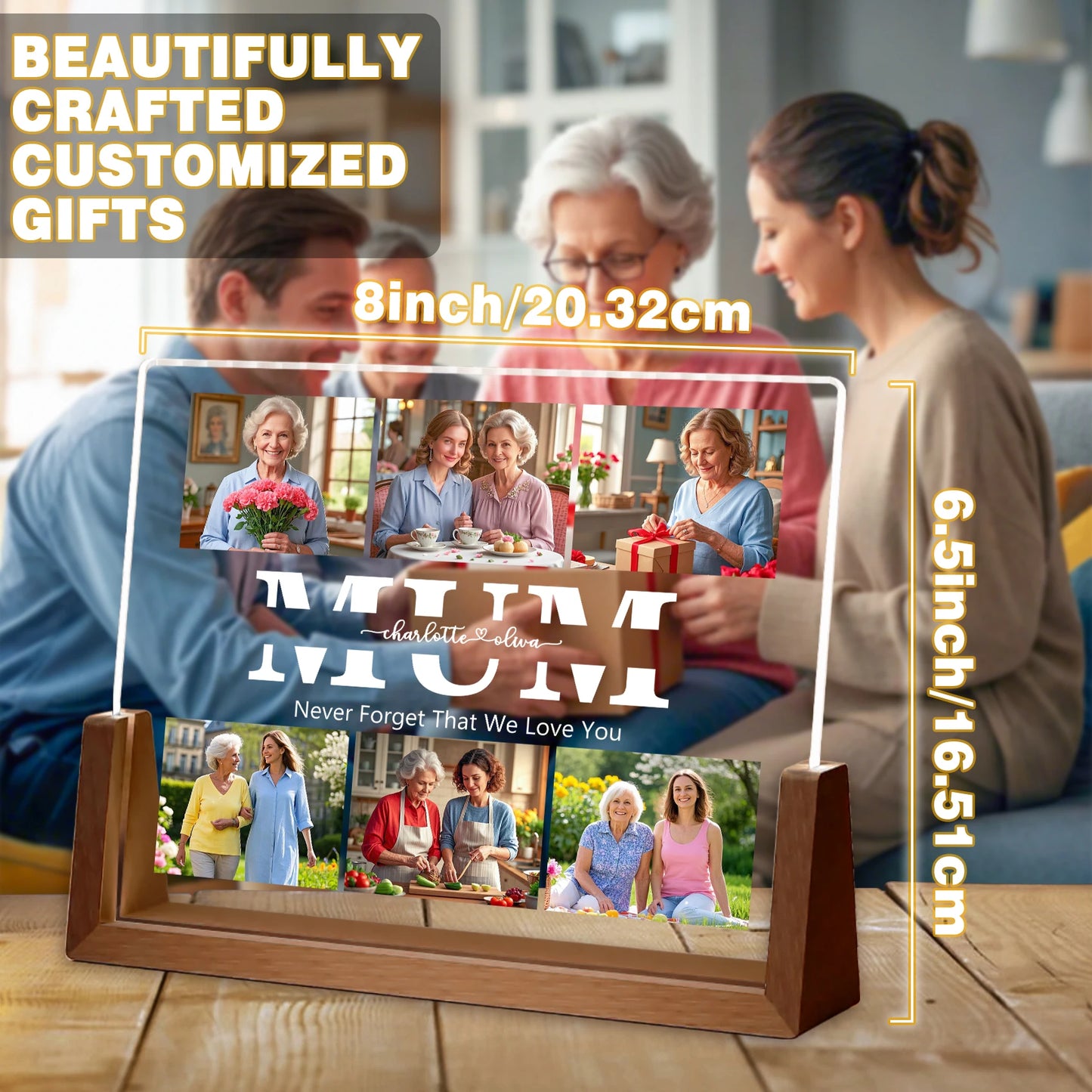 Personalized Acrylic Night Light Charlotte Warm lighting