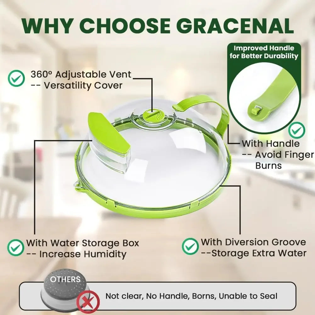 Microwave Cove Clear Splatter Cover with Water Steamer and Handle 10 Inch Plate Cover