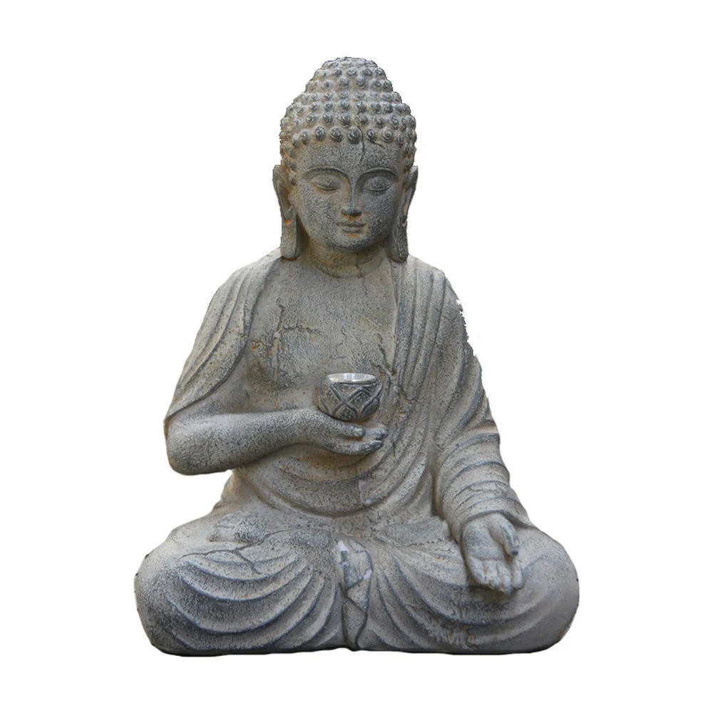 Solar Buddha Sculpture Light Zen Asian Garden Decor Outdoor Front Porch Patio Yard or Home