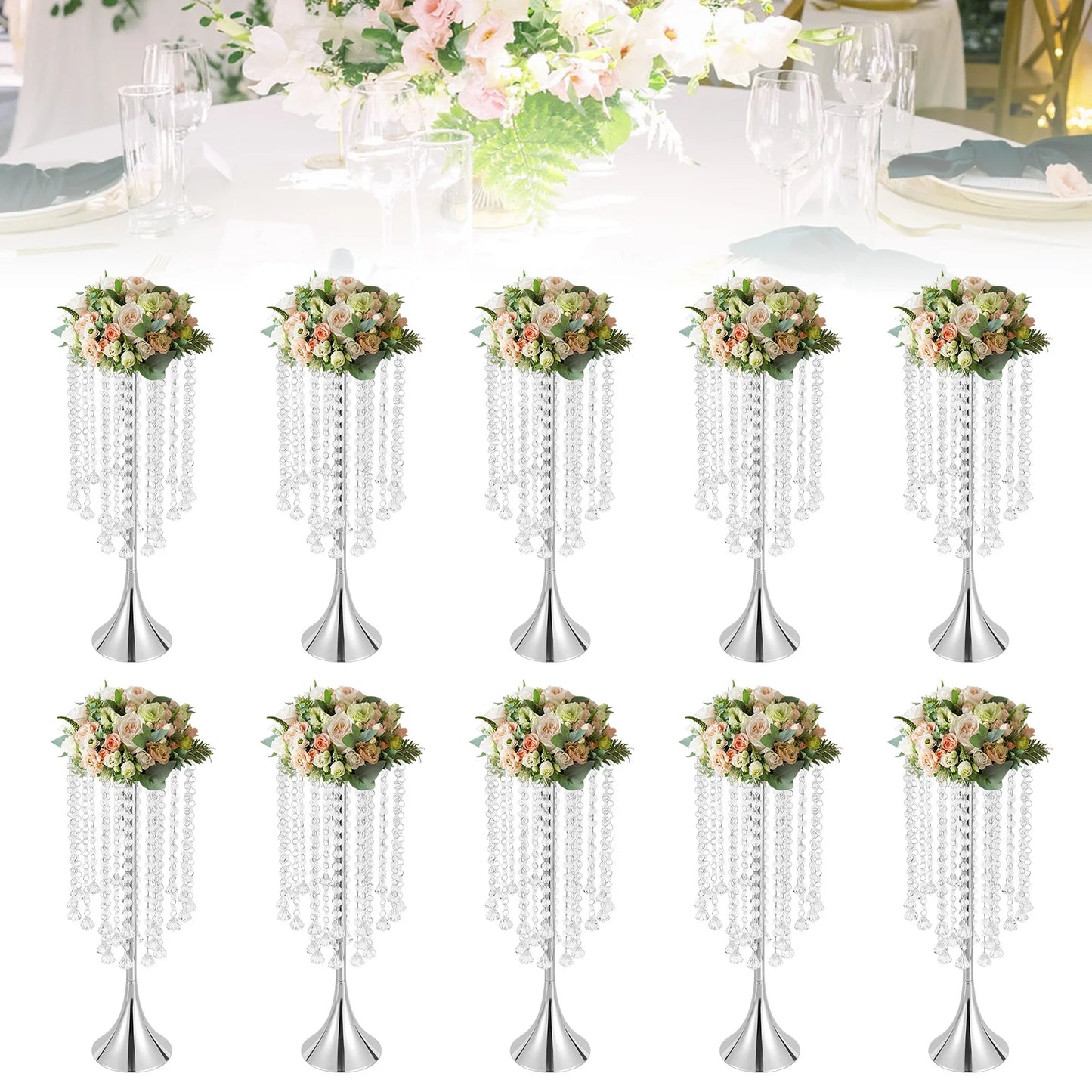 10Pcs Luxurious Flower Stand Centerpieces Flower Stand, Tabletop Dinner Home Decor
