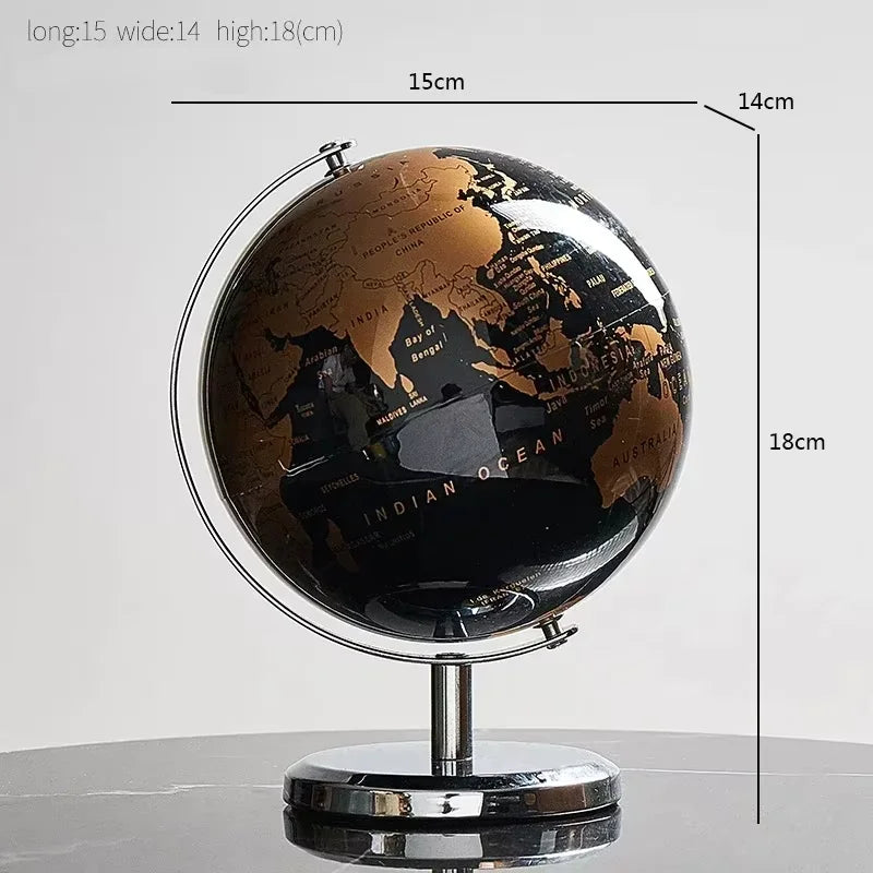 Creative metal rotating globe, living room office desktop decoration