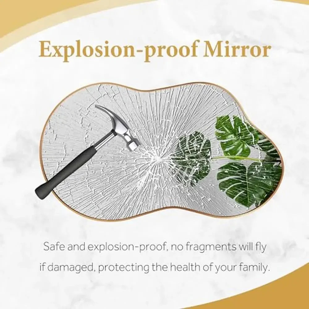 20"x36" Asymmetrical Wall Mirror Gold Frame Aviation Aluminum Alloy for All Rooms Decor
