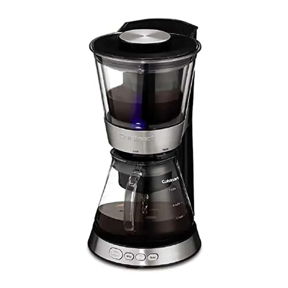 Automatic Cold Brew Coffee Maker 7-Cup Glass Carafe Stainless Steel Filter Lid Clear Brewing Chamber Removable