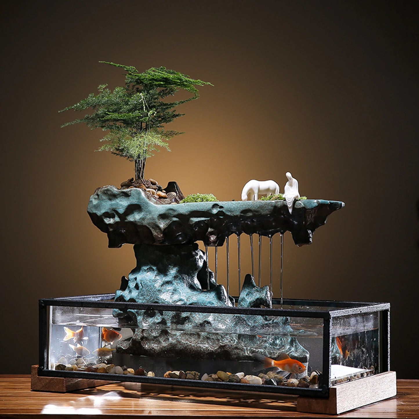 Waterfall Fountain Aquariums and Stones 110V Water Fountain Tabletop