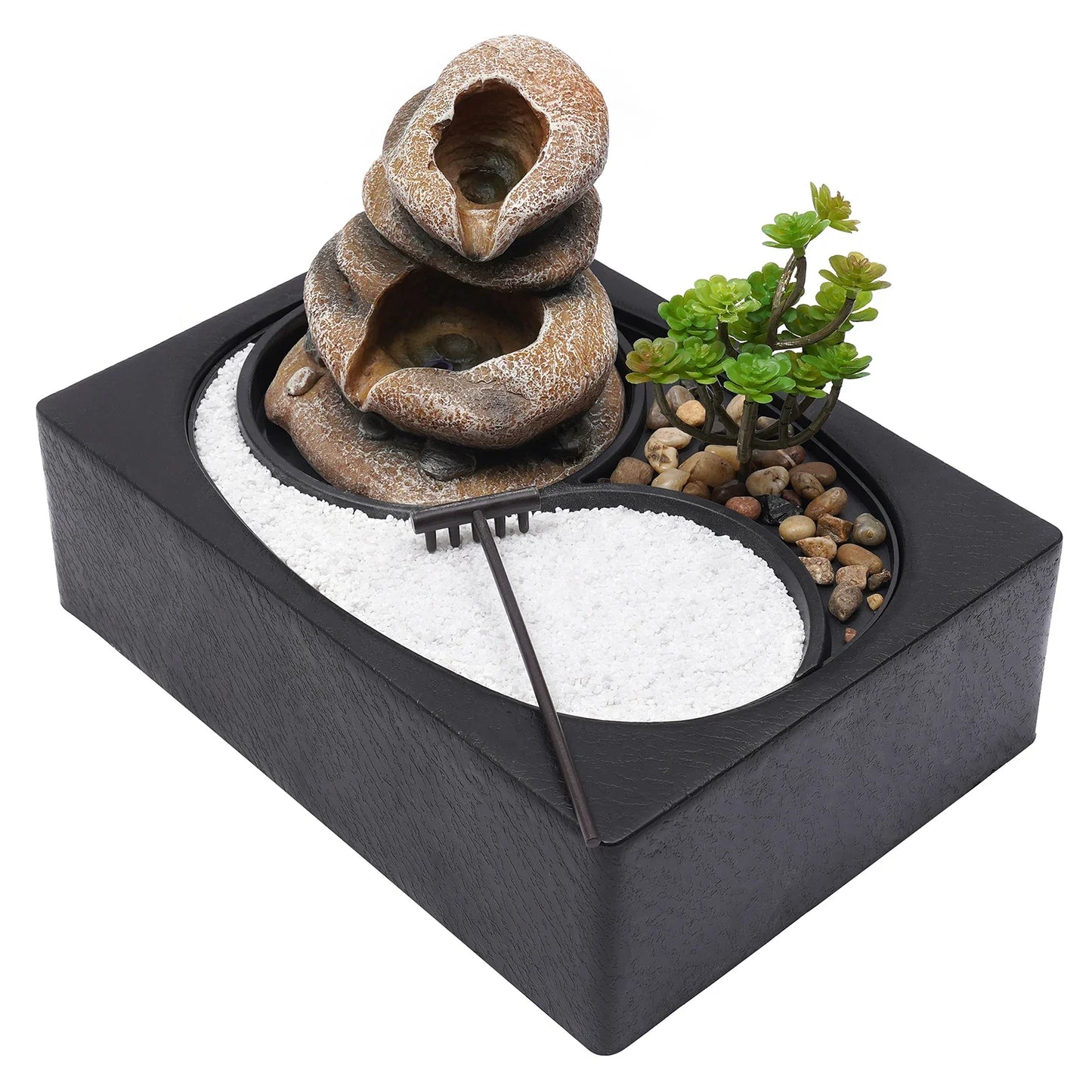 Water Fountain, Resin Tree Design, LED Light, Stable Base, Quiet Pump