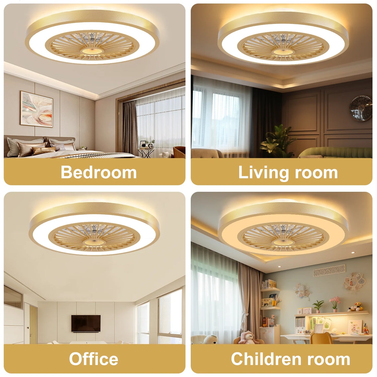 22 Inch Enclosed Ceiling Fans With Lights And Remote, Updated 3 In 1 3000lm Bright LED Lighting With 1800K Amber Nightlight
